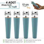 4 Adet Ahşap Ayak 12 Cm Su Yeşili M8 Civatalı Bağlantı Aparatlı Dolap Mobilya Koltuk Kanepe Destek Ayağı Ayakları