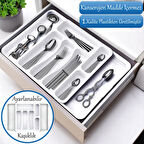 Beyaz Ayarlanabilir Çift Taraflı Çekmece Içi Uzayabilen Kaşıklık Çatal Bıçaklık  Düzenleyici Kepçelik