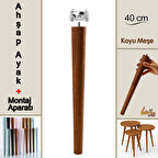 Ahşap Ayak 40 Cm Koyu Meşe M8 Civatalı Bağlantı Aparatlı Mobilya Tabure Sehpa Masa Destek Ayağı