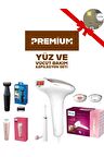 Philips PREMİUM Yüz ve Vücüt Bakım & Lazer Epilasyon Seti, Tüy alma, Kalem Düzeltici Tam Set+ Lambader Hediyeli