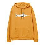 Fish Baskılı Hoodie-Portakal