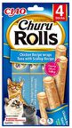 Ciao Churu Rolls Deniz Taraklı Tavuk Sargılı ve Ton Balıklı Kedi Ödül Maması 4x10 Gr