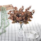 Yapay Çiçek Okaliptus Şimşir Demeti Pudralı Pastel Yanık Turuncu Garnitür Aradal Dekoratif Yapay Bitki