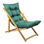 Reyo Bysay Ahşap Katlanabilir Taşınır Puf Minderli Şezlong Yeşil