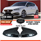 Seat Leon MK4 2021 ve Sonrası Uyumlu Batman Yarasa Ayna Kapağı Piano Black ABS Plastik Sağ Sol Takım