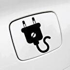 Elektrikli Araba Depo kapağı Fiş Resmi Sticker Etiketi Sİyah Renk 14CM