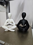 2 Renk Sİyah ve Beyaz Yoga Yapan Figür heykelcik Ev Dekorasyon Dekoratif