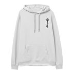 Key  Baskılı Beyaz Hoodie