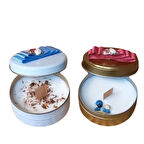 Uretti - Ayşe 7362 1459 El Yapımı 2'li Çikolata Ve Vanilya Kokulu Metal Kutuda Mum - 3 x 7 Cm