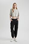 DeFacto Coool Gabardin Jogger Pantolon Basic Düz Normal Bel Kargo Cepli B0454AX24SPBK27