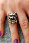 Bulldog Şekilli Erkek Yüzük Gümüş Kaplama Ayarlanabilir El Yapımı Erkek Yüzük