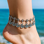 Kuğu Şekilli Kadın Halhal Gümüş Kaplama Ayarlanabilir El Yapımı Halhal