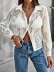 Nervürlü kadın Dantel Gömlek