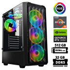 Xaser Delux X69 Ryzen 5 7600 32GB DDR5 Ram 512GB M.2 NVMe SSD 12GB RTX3060 Masaüstü Oyuncu Bilgisayarı