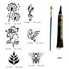 Müzik Ve Doğa Tüp Kına ve Fırça hediyeli Tattoo Geçici Dövme Seti