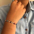 Rose Kaplama Mineli Taşlı Uğur Böceği Mineli Gümüş Motif Gümüş Bileklik