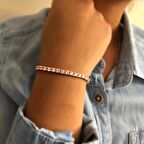 Rose Kaplama Kare Taşlı Gümüş Bileklik