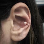 Tek Taş Rose Kaplama Kıkırdak Gümüş Küpe