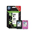 HP 301 Black-Color Siyah-Renkli Multi Paket N9J72AE