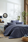 Özdilek Sofia Battal Boy Lastikli Fitted Çarşaf Müslin Nevresim Takımı İndigo