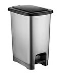 Omnipazar SY4284 60 lt Slim Pedallı Gri Plastik Çöp Kova Siyah Kapak