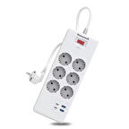 Honeywell 6'lı Akım Koruyucu Priz 2x USB-A + 2x USB-C 20W PD - Beyaz