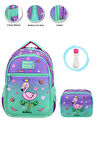 Smile Flamingo Okul Çantası + Beslenme + Suluk - İlkokul Çantası Kız Çocuk Okul Çantası
