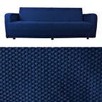 Petrol Mavi Bal Peteği Kumaş Likralı Esnek Yikanabilir Lastikli Koltuk Örtüsü 3*Kişilik koltuk Örtüsü