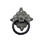 Antika Tarz Dekoratif Pirinç Mobilya Kulbu, Kapı Kilit Halkası - 94x97 Mm, Büyük, Oksit