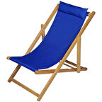 Reyo Bysay Ahşap Katlanabilir Taşınır Bahçe Sandalyesi Plaj Bahçe Teras Balkon Şezlongu Koyu Mavi