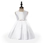 Parlak Kumaş Kurdalyeli Kız Çocuk Abiye - Çocuk Abiyesi - Mezuniyet Elbisesi - Kız Çocuk Elbise