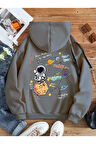 Kadın Galaxy Sırt Baskılı Oversize Sweatshirt