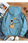 Kadın Galaxy Sırt Baskılı Oversize Sweatshirt