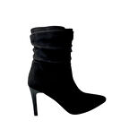 Hobby 26713 Suni Süet Baskılı Deri  Kadın Topuklu Bot 