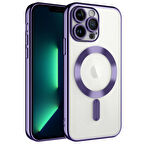 iPhone 13 Pro Max Kılıf Magsafe Özellikli Metal Lazer Silikon Kapak