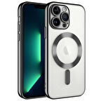 iPhone 13 Pro Max Kılıf Magsafe Özellikli Metal Lazer Silikon Kapak