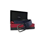  Fossil Lacivert Rengi Hakiki Deri  4 cm Erkek Kemeri -105 Cm