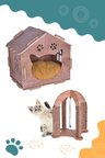 Mini Şato Kalın Ahşap Lüks Kedi Evi Ve Çift Taraflı Kedi Tırmalama