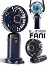 LCD Ekranlı Şarjlı El Fanı Mini Vantilatör 5 Kademe Sessiz Boyun Askılı Mor Fan
