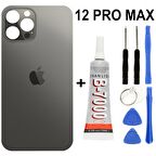 iPhone Uyumlu 12 Pro Max Arka Batarya Pil Kapağı +yapıştırıcı +tamir Set - Gold