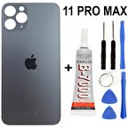 iPhone Uyumlu 11 Pro Max Arka Batarya Pil Kapağı + Yapıştırıcı + Tamir Set - Yeşil