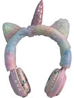 BK-681 Peluş Unicorn Kablosuz 5.0 Mikrofonlu Sd Kart Girişli Kulak Üstü Bluetooth Kulaklık