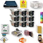 9 Kameralı Set - Gece Renkli Gösteren Hareket Algılayan 5 Mp Sony Lensli 1080p Full Hd Güvenlik Kamerası Seti 908w