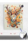 Etnik Desenli Geyik Hayvan Poster - Afiş - Dekoratif Duvar Posteri