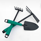 Metal 3 Parça Bahçe Seti - Çapa Tırmık Kürek Set - Bahçe Hobi Seti