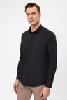 Siyah Slim Fit Düz Klasik Yaka Gömlek