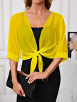 MDB Kadın Truvakar Kollu önden Bağlamalı Kısa şifon Bolero Ceket