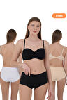 Kadın Yüksek Bel Toparlayıcı Külot - Özel Kalıp 3'lü Paket (Siyah, Beyaz, Ten Renk)