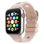 Apple Watch 10 46mm Uyumlu Kordon Delikli Tasarım Silikon Kum Pembe