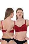 Kadın Sütyen C Cup (Büyük Beden) - Balenli Dolgusuz Dantel Detaylı